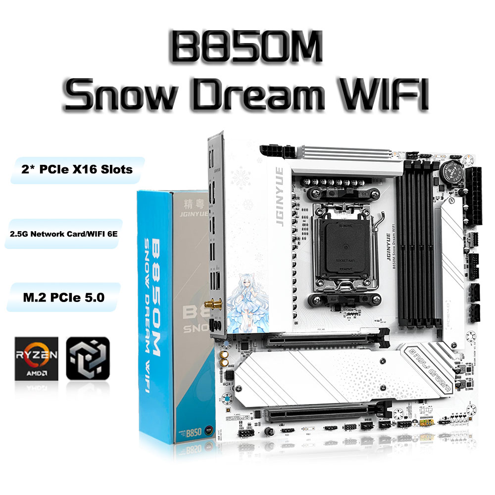 Am5 Micro Atx Pcie 5.0 Motherboard - JGINYUE B850M Snow Dream, placa base